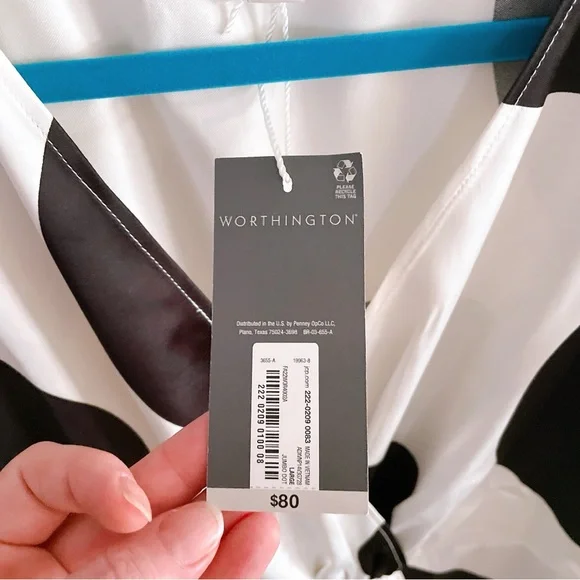 Worthington Black and White Polka Dot Wrap Dress Size Large - Picture 6 of 8